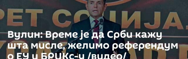 Вулин: Време је да Срби кажу шта мисле, желимо референдум о ЕУ и БРИКс-у /видео/
