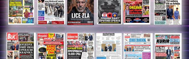 NASLOVNE STRANE SUTRAŠNJIH NOVINA: Prelistavanje štampe za petak, 13. februar 2026. godine