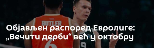 Објављен распоред Евролиге: „Вечити дерби“ већ у октобру
