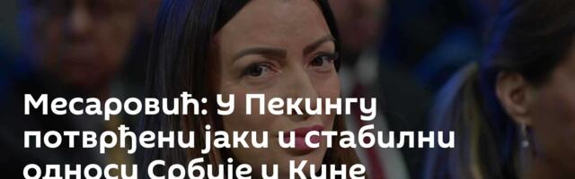 Месаровић: У Пекингу потврђени јаки и стабилни односи Србије и Кине