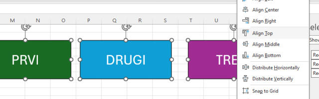 Excel: poravnanje i pozicija grafičkih objekata