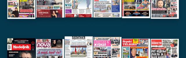 NASLOVNE STRANE SUTRAŠNJIH NOVINA: Prelistavanje štampe za četvrtak, 12. februar 2026. godine