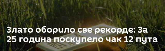 Злато оборило све рекорде: За 25 година поскупело чак 12 пута