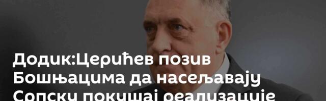 Додик:Церићев позив Бошњацима да насељавају Српску покушај реализације ратних циљева о унитарној БиХ