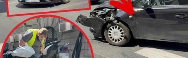 JEZIVA NESREĆA U CENTRU BEOGRADA! Auto pokosio dva motocikla, tri osobe povređene! (FOTO, VIDEO)