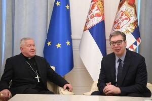 Председник Вучић примио надбискупа Хочевара у опроштајну посету: Београд ће увек бити ваша кућа