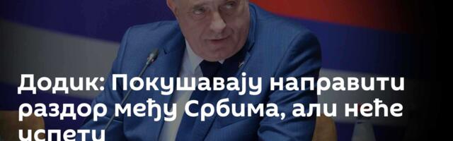 Додик: Покушавају направити раздор међу Србима, али неће успети