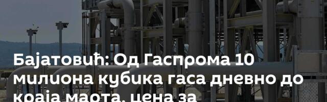 Бајатовић: Од Гаспрома 10 милиона кубика гаса дневно до краја марта, цена за домаћинства без промене