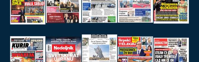 NASLOVNE STRANE SUTRAŠNJIH NOVINA: Prelistavanje štampe za četvrtak, 5. mart 2026. godine