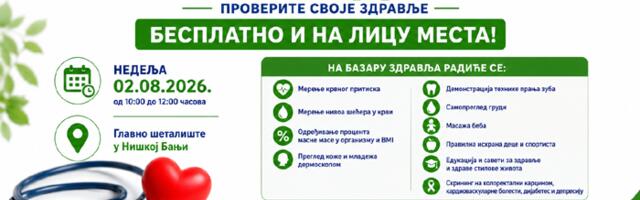 Besplatni preventivni pregledi u Niškoj Banji: Dom zdravlja organizuje četvrti ovogodišnji Bazar zdravlja