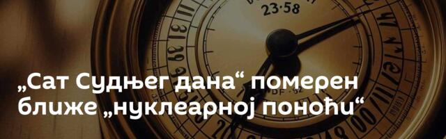 „Сат Судњег дана“ померен ближе „нуклеарној поноћи“