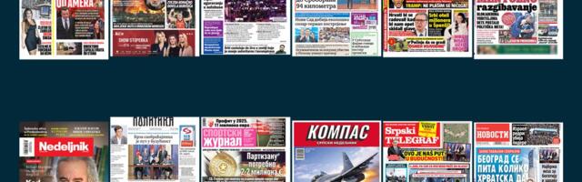 NASLOVNE STRANE SUTRAŠNJIH NOVINA: Prelistavanje štampe za četvrtak, 19. mart 2026. godine