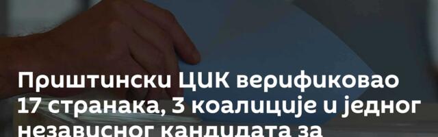 Приштински ЦИК верификовао 17 странака, 3 коалиције и једног независног кандидата за ванредне изборе