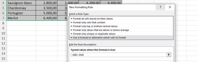Formule za primenu Excel uslovnog formatiranja