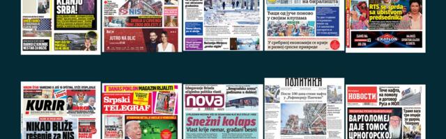 NASLOVNE STRANE SUTRAŠNJIH NOVINA: Prelistavanje štampe za utorak, 13. januar 2026. godine