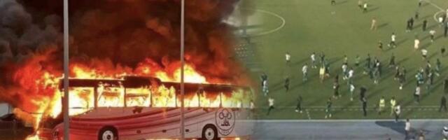 Opšti haos na derbiju: Povređen sudija, igrači pobegli od policije, klupski autobus izgoreo (FOTO)