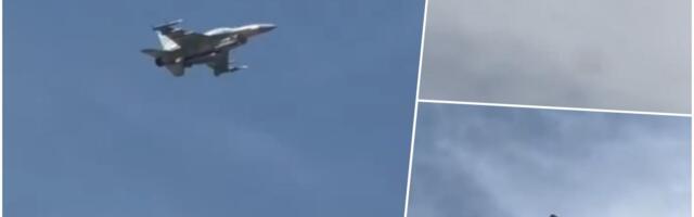 LUDAČKI PRIZOR SA POPULARNE PLAŽE U DUBAIJU! Ljudi se sunčali i kupali, a iznad njih vazdušna BITKA! F-16 juri i puca na iranskog "šaheda" (VIDEO)