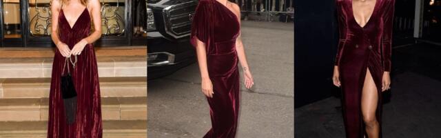 Burgundi haljine od pliša za praznike koji slede