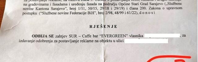 Sarajevskoj Općini Stari Grad je trebalo 23 godine da odluči o postavljanju reklame na kafić