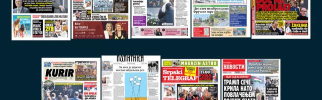 NASLOVNE STRANE SUTRAŠNJIH NOVINA: Prelistavanje štampe za ponedeljak, 4. maj 2026. godine