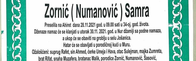 U utorak dženaza Samri Zornić