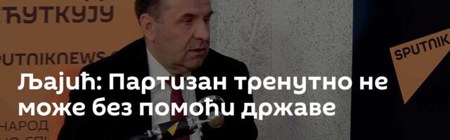 Љајић: Партизан тренутно не може без помоћи државе