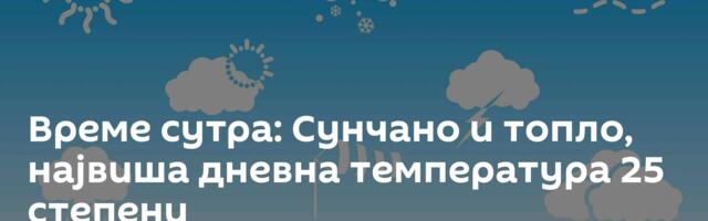 Време сутра: Сунчано и топло, највиша дневна температура 25 степени