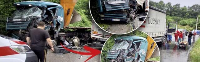 (FOTO) JEZIVA NESREĆA U ORAŠCU: Sudarila se dva kamiona, saobraćaj u prekidu