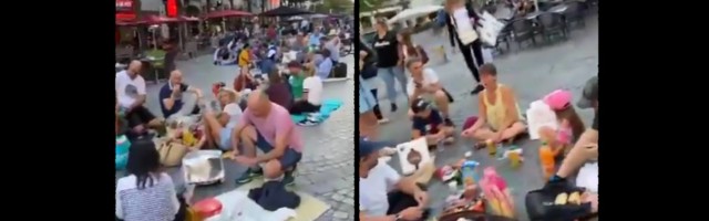 Besni zbog kovid propusnica iz protesta jeli i pili na ulici