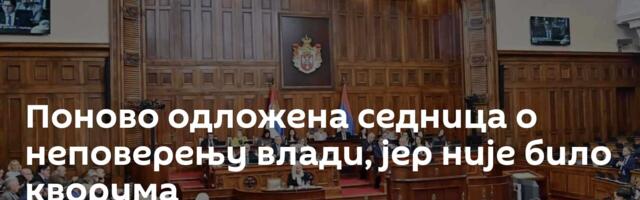 Поново одложена седница о неповерењу влади, јер није било кворума