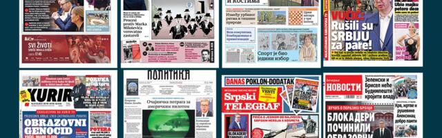 NASLOVNE STRANE SUTRAŠNJIH NOVINA: Prelistavanje štampe za nedelju, 5. april 2026. godine