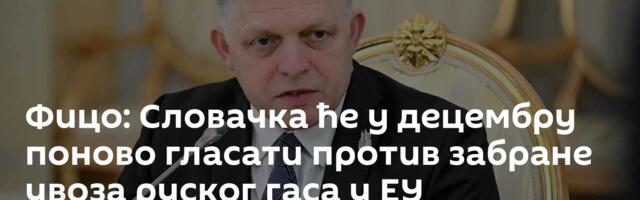 Фицо: Словачка ће у децембру поново гласати против забране увоза руског гаса у ЕУ