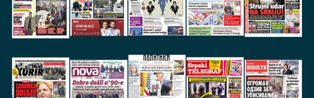 NASLOVNE STRANE SUTRAŠNJIH NOVINA: Prelistavanje štampe za utorak, 9. decembar 2025. godine