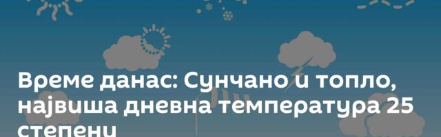 Време данас: Сунчано и топло, највиша дневна температура 25 степени