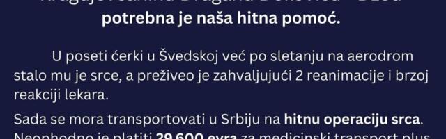 Kragujevčaninu Draganu Đokoviću koji se nalazi u bolnici u Švedskoj hitno potrebna pomoć