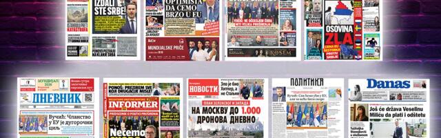 NASLOVNE STRANE SUTRAŠNJIH NOVINA: Prelistavanje štampe za sredu, 8. jul 2026. godine