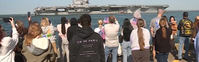 "DUG JEZIK POTAPA BRODOVE!" Porodice mornara nosača USS Džordž Buš ih ispratile porukom iz Drugog svetskog rata! Kapetan: Niko ne sme da zna gde smo (VIDEO)