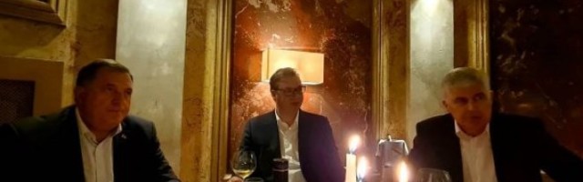 (FOTO) VEČERA ZA DRAGE PRIJATELJE! Vučić sa Dodikom i Čovićem o ključnim pitanjima vezanim za region!