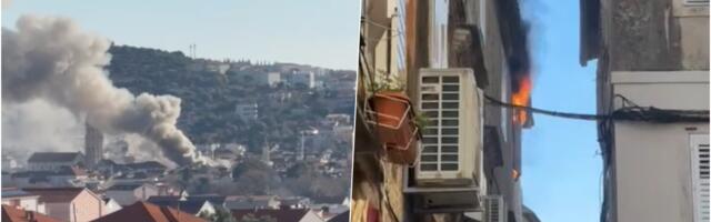 BUKTINJA U GRADSKOM JEZGRU TROGIRA: Zapalila se kuća, plamen se proširio na druge objekte, vatrogasci na terenu, upućen hital apel građanima! (VIDEO)