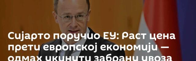 Сијарто поручио ЕУ: Раст цена прети европској економији — одмах укинути забрану увоза руске нафте