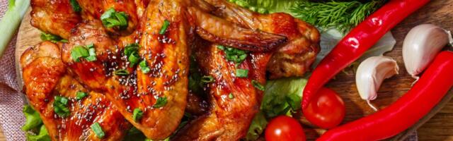 Pečena pileća krilca sa belim lukom i paradajzom