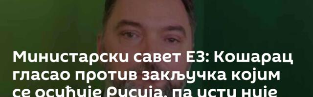 Министарски савет ЕЗ: Кошарац гласао против закључка којим се осуђује Русија, па исти није усвојен