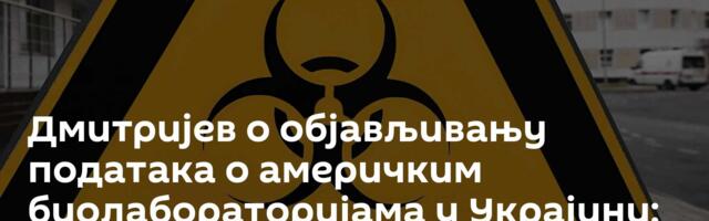 Дмитријев о објављивању података о америчким биолабораторијама у Украјини: Русија била у праву