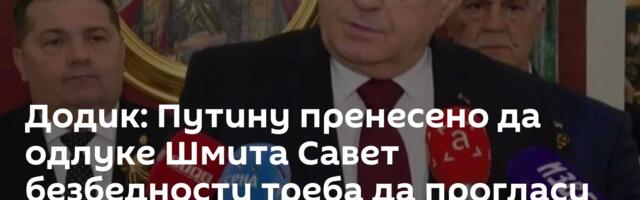 Додик: Путину пренесено да одлуке Шмита Савет безбедности треба да прогласи ништавним