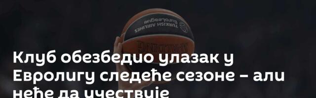 Клуб обезбедио улазак у Евролигу следеће сезоне – али неће  да учествује