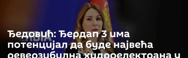 Ђедовић: Ђердап 3 има потенцијал да буде највећа реверзибилна хидроелектрана у југоисточној Европи