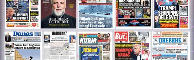 NASLOVNE STRANE SUTRAŠNJIH NOVINA: Prelistavanje štampe za petak, 9. januar 2026. godine