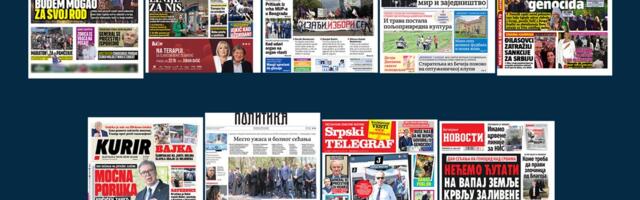 NASLOVNE STRANE SUTRAŠNJIH NOVINA: Prelistavanje štampe za ponedeljak, 20. april 2026. godine