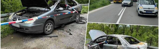 TELO VOZAČA UGLJENISANO, AUTO UNUTRA ISTOPLJEN: Ovo je automobil u kom je jutros na putu kod Čačka izgoreo čovek (foto)