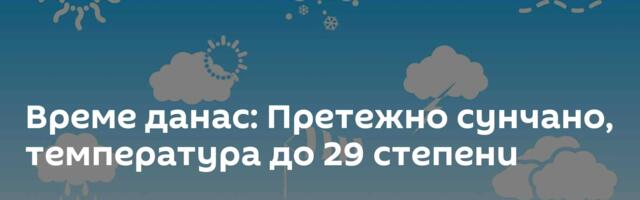 Време данас: Претежно сунчано, температура до 29 степени